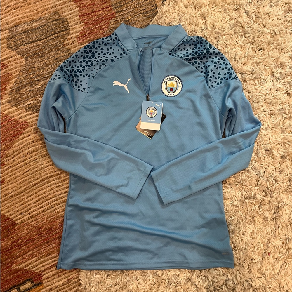 Manchester City training 1/4 zip long sleeve light blue